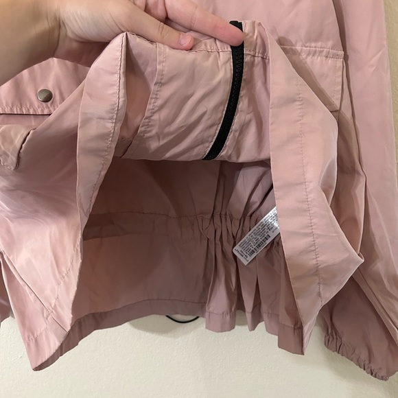 Zara Women's Dusty Pink Size Medium Hooded Zip Up Jacket Outdoor Adjustable Tie - Picture 9 of 12